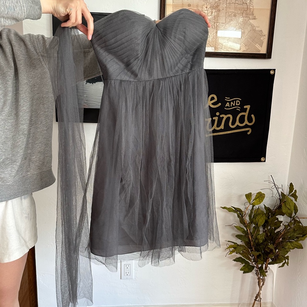 Jenny Yoo convertible Wren Grey Corset tulle dress size 2